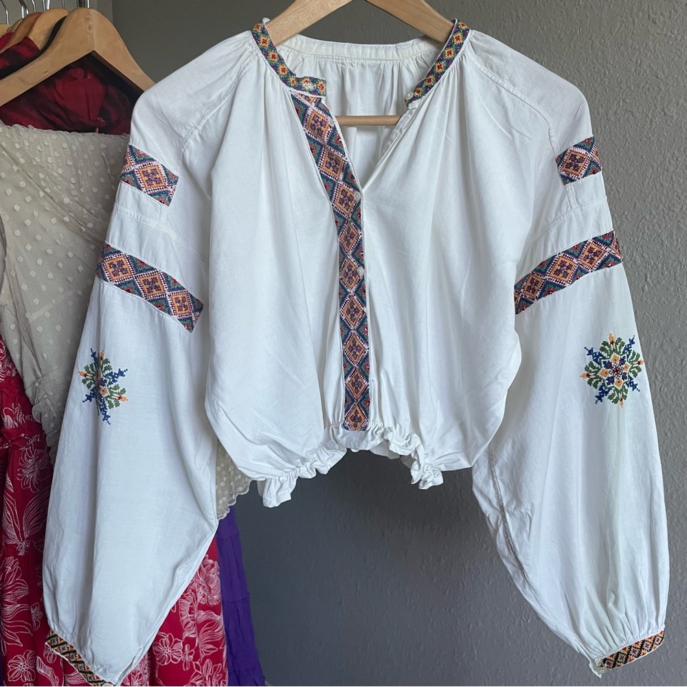 Antique Embroidered Bohemian Style Peasant Blouse